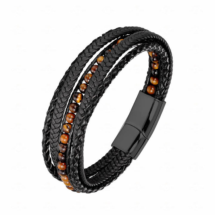 Armband Tigerauge Amazonit – Stärke Tiger Eye Black Buckle