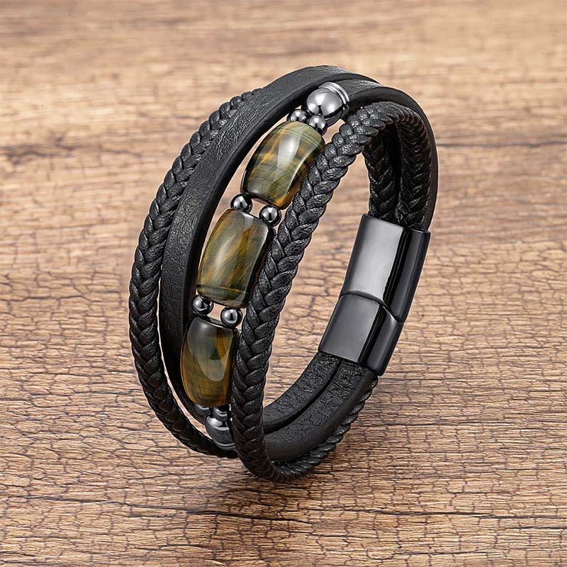 Armband Tigerauge Leder – Stärke