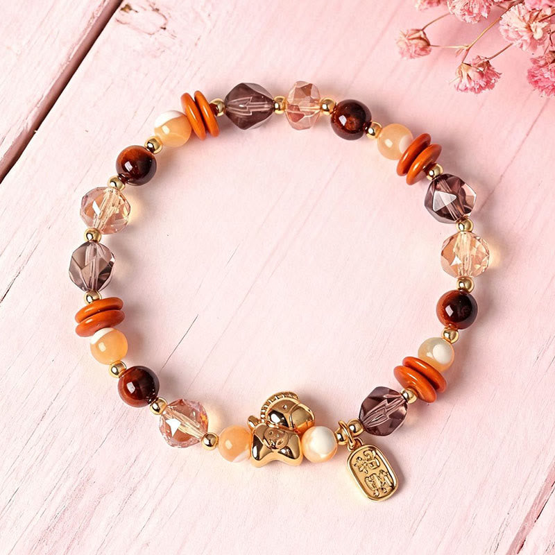 Armband Tigerauge Obsidian Perlen Pixiu Anhänger Glück Wohlstand Energie Schutz