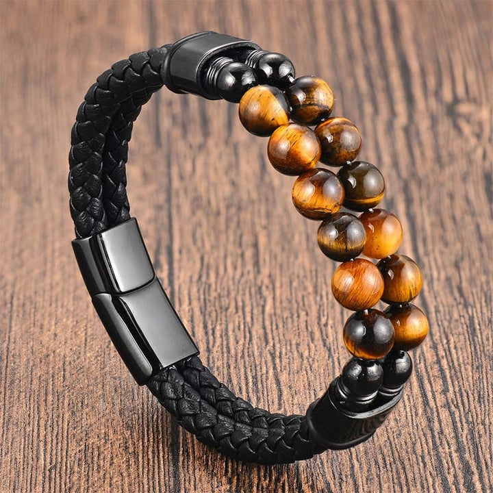 Armband Tigerauge Leder – Schutz