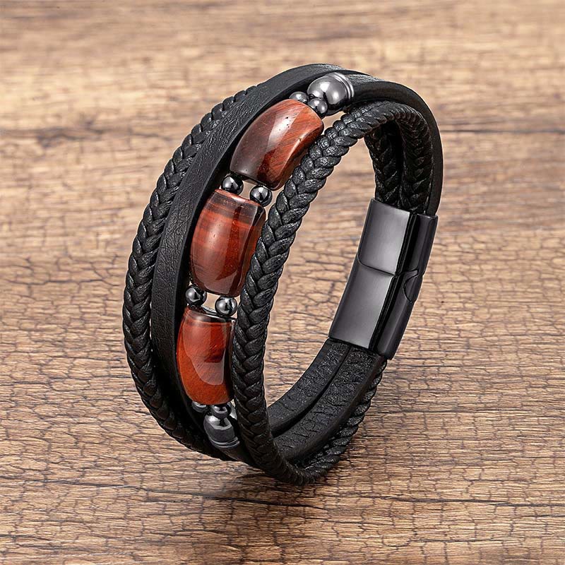 Armband Tigerauge Leder – Stärke Red Tiger Eye