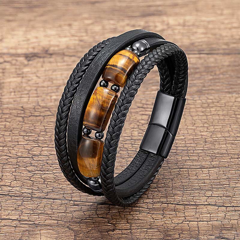 Armband Tigerauge Leder – Stärke Tiger Eye