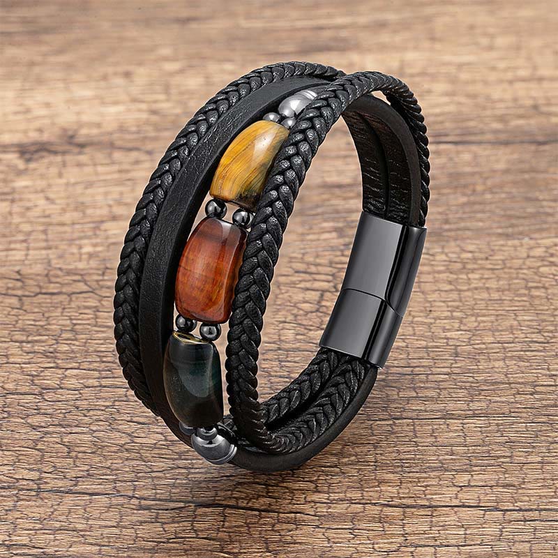 Armband Tigerauge Leder – Stärke