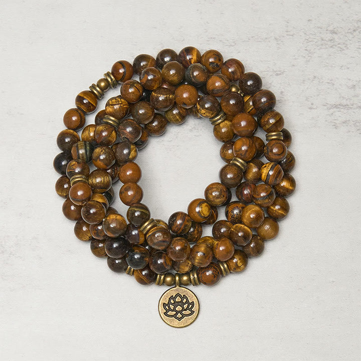Armband Tigerauge Lotus – Stärke