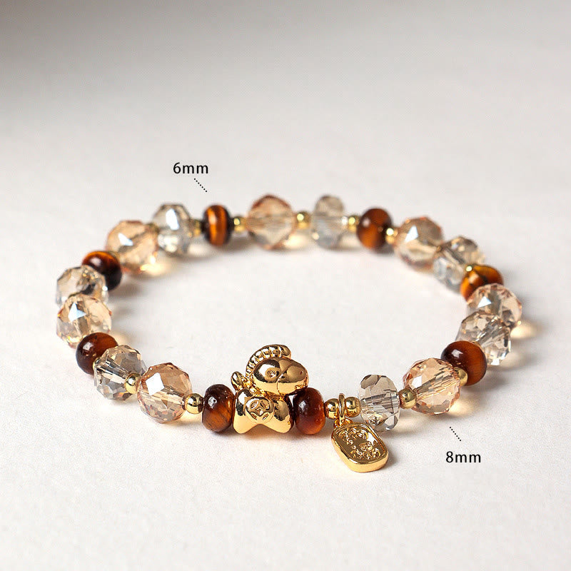 Armband Tigerauge Obsidian – Glück & Wohlstand & Energie Tiger Eye Glass(Wrist Circumference: 14-15cm)