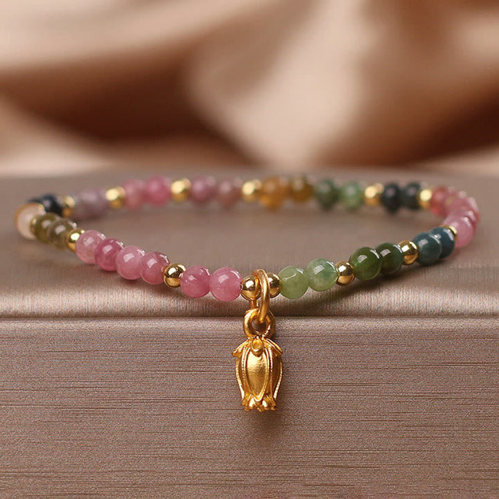 Armband Turmalin Blüten – Energie 4mm Tourmaline Anklet(Anklet Circumference: 14-20cm)