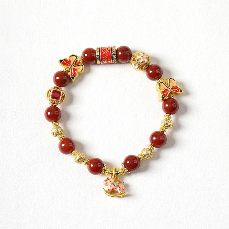 Armband Turmalin Roter Achat – Erfolg South Red Agate Horse (Wrist Circumference:14-15cm)