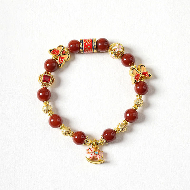 Armband Turmalin Roter Achat – Erfolg South Red Agate Horse (Wrist Circumference:14-15cm)