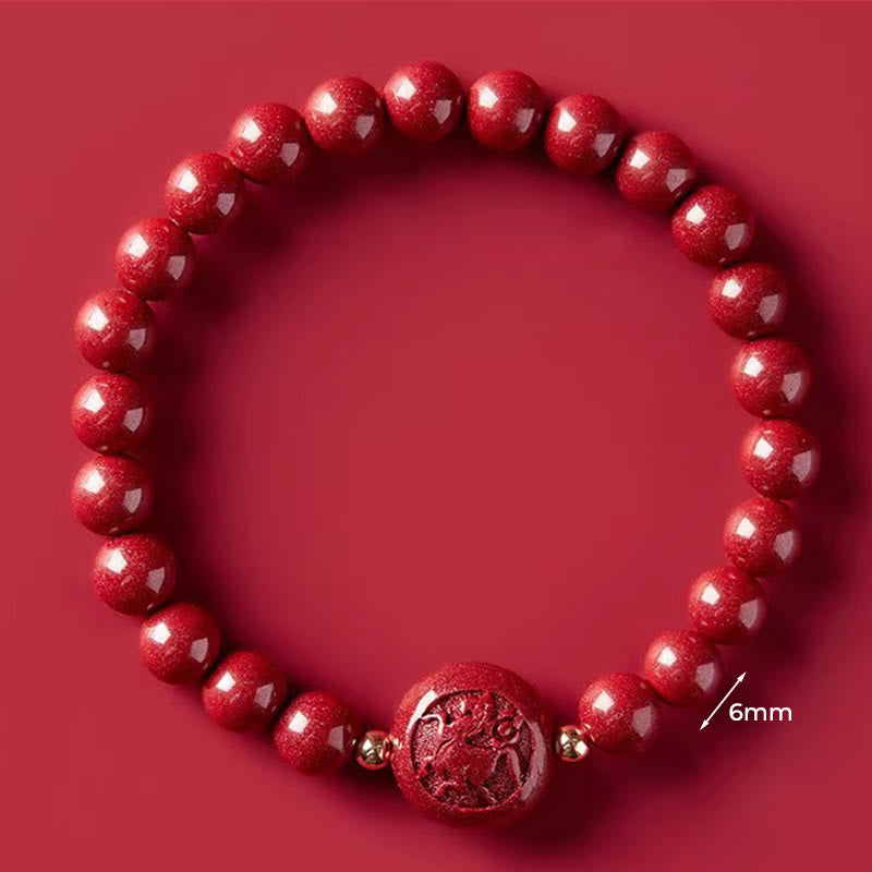 Armband Zinnober Chinesisches Tierkreis – Frieden & Segen 6mm Horse