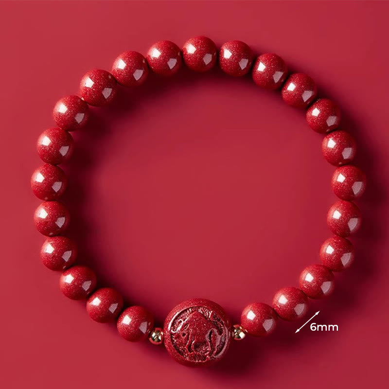Armband Zinnober Chinesisches Tierkreis – Frieden & Segen 6mm Ox