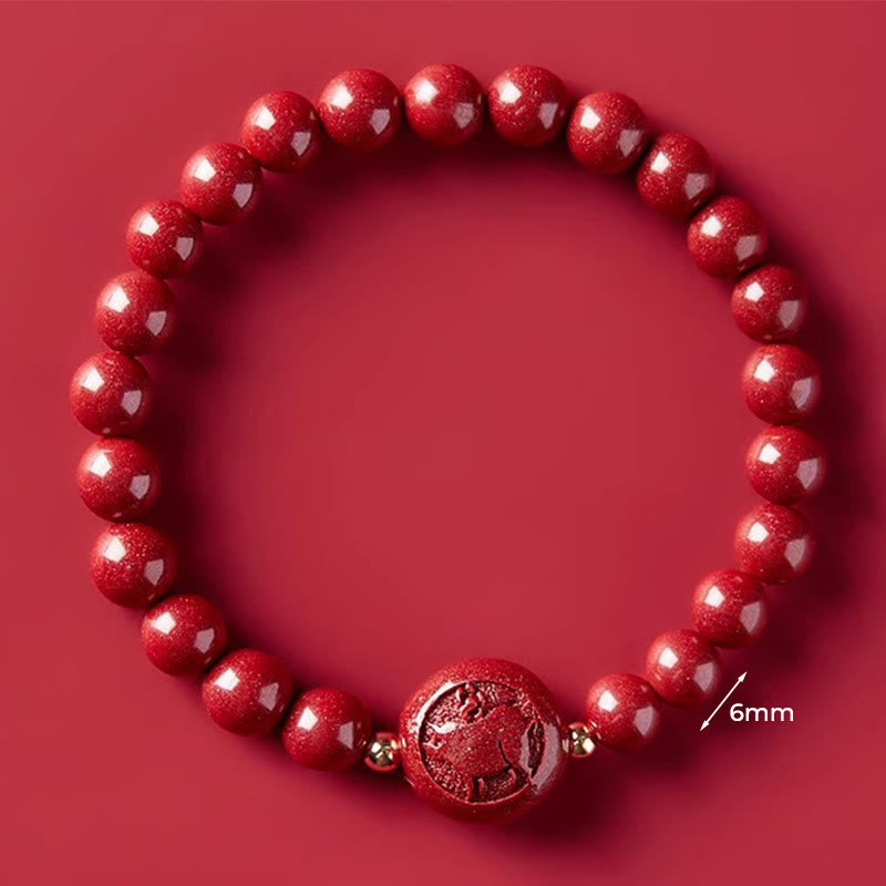 Armband Zinnober Chinesisches Tierkreis – Frieden & Segen 6mm Pig