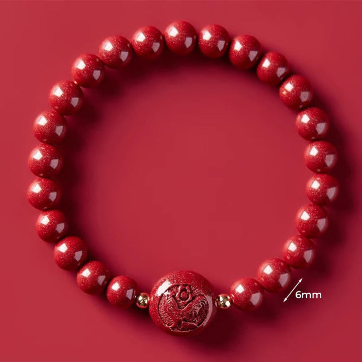 Armband Zinnober Chinesisches Tierkreis – Frieden & Segen 6mm Rooster