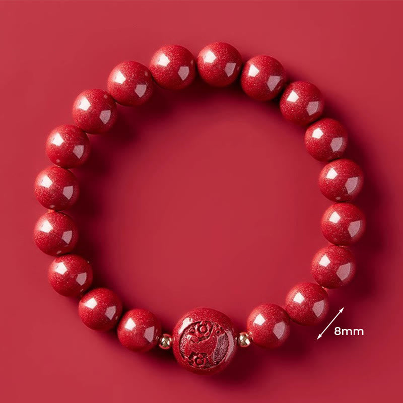 Armband Zinnober Chinesisches Tierkreis – Frieden & Segen 8mm Dog