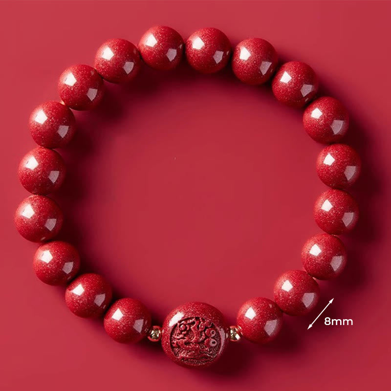 Armband Zinnober Chinesisches Tierkreis – Frieden & Segen 8mm Dragon