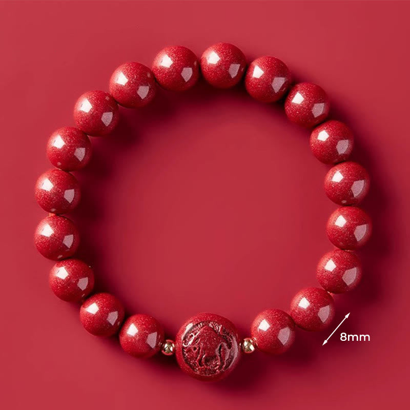 Armband Zinnober Chinesisches Tierkreis – Frieden & Segen 8mm Ox