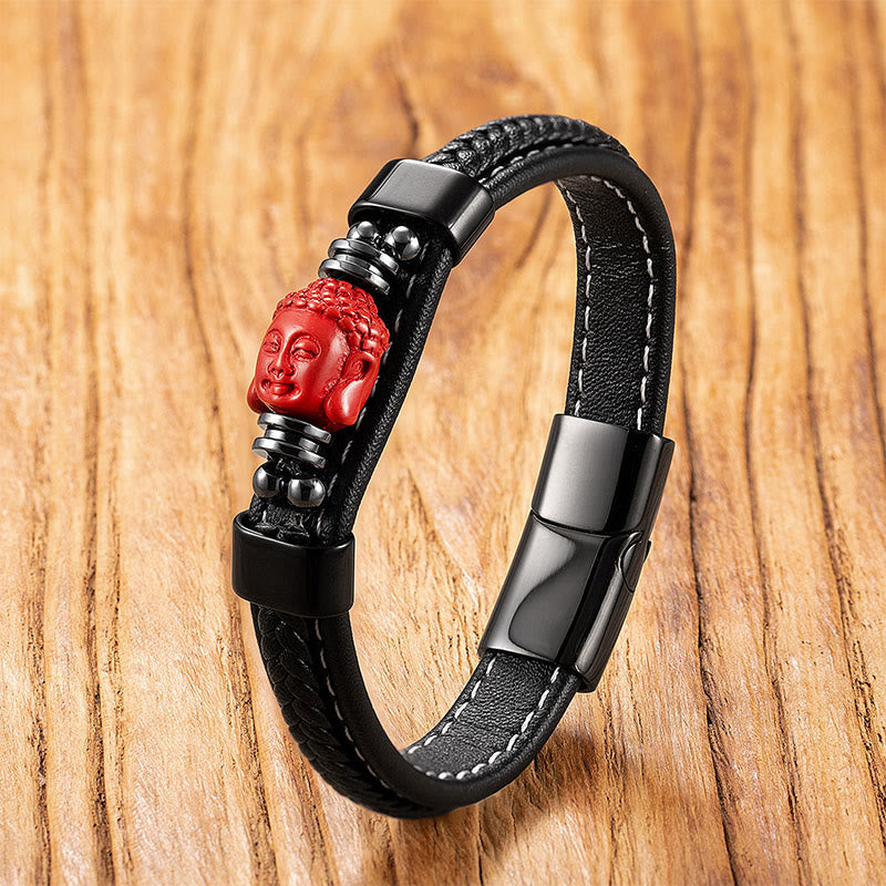 Armband Zinnober Fu-Zeichen Leder – Segen