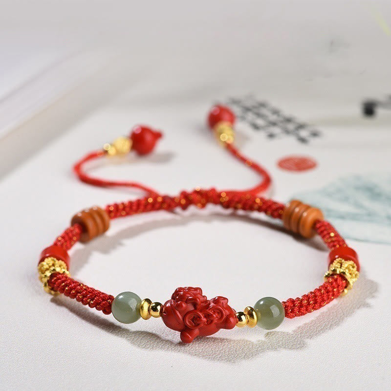 Armband Zinnober Hetian-Jade Rotes Band