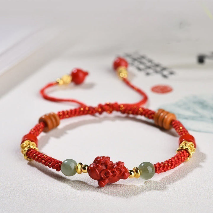 Armband Zinnober Hetian-Jade Rotes Band