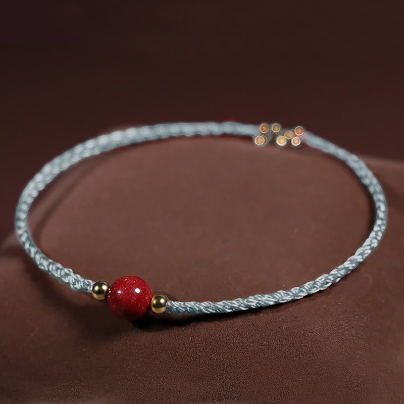 Armband Zinnober Rotes Band Light Gray String(Wrist Circumference: 14-15 cm)