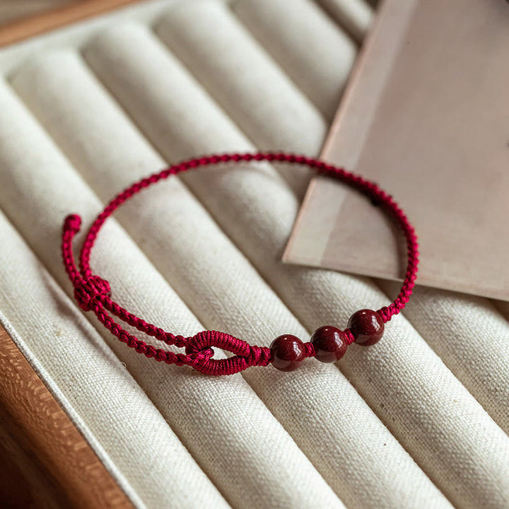 Armband Zinnober – Segen & Ruhe Dark Red Rope(Wrist Circumference 16-18cm)