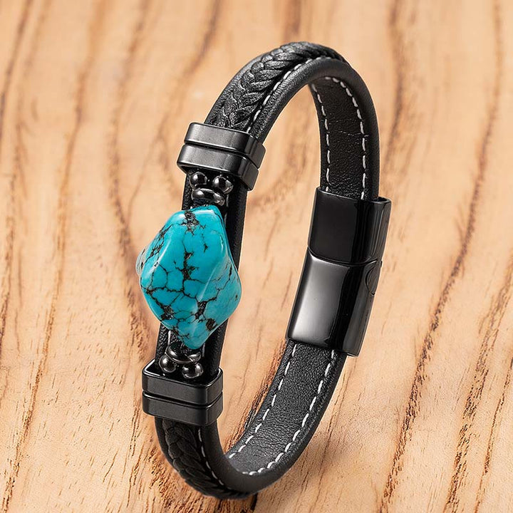 Armband Synthetic Turquoise Geflochten Leder Bold