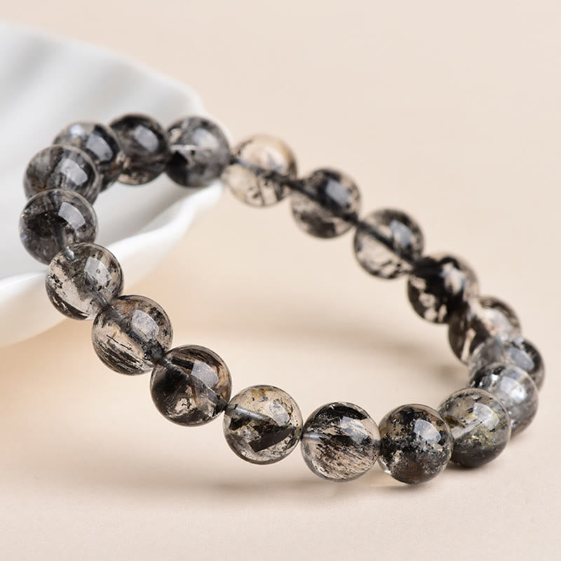 Armband Herkimer Diamant Schutz Meditation Perlen schwarz Edelstein Schmuck