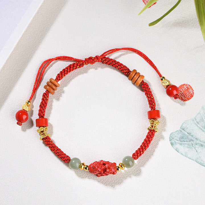 Armband Zinnober Hetian-Jade Rotes Band Pixiu Schutz Glück Handgelenk