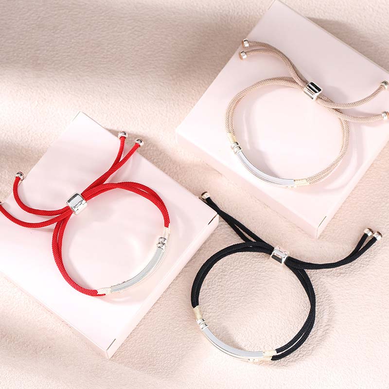 Armband Sterlingsilber Rote Schnur verstellbar elegantes Schmuckset drei Farben Handgelenk
