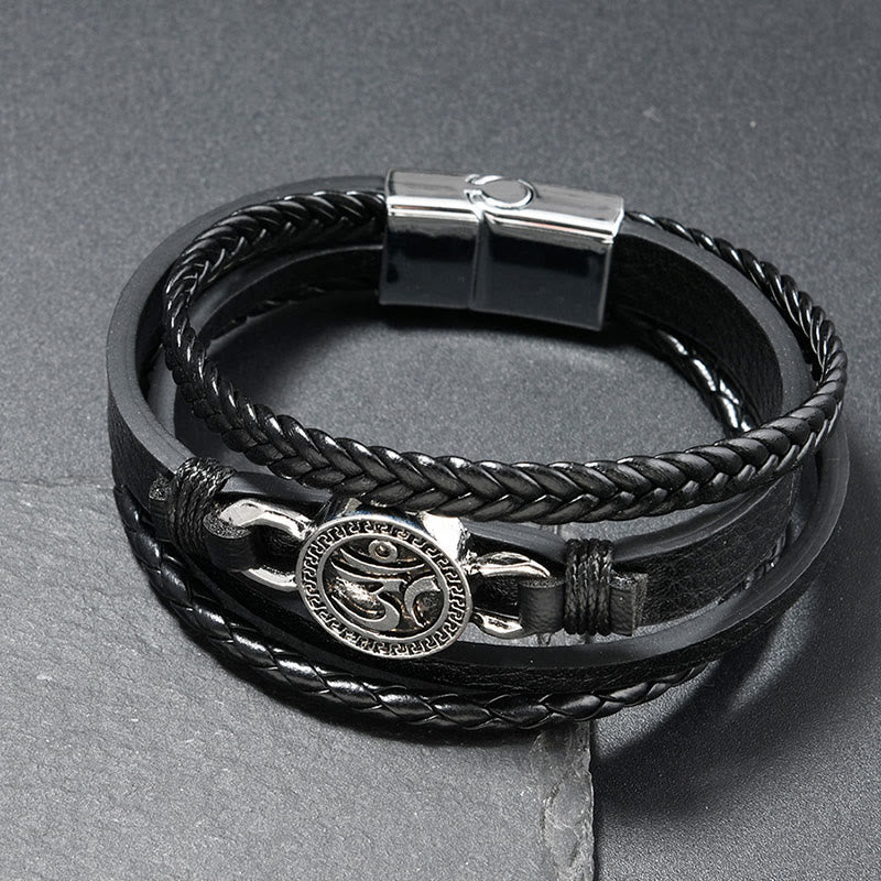 Armband Om Graviert Layered Geflochten
