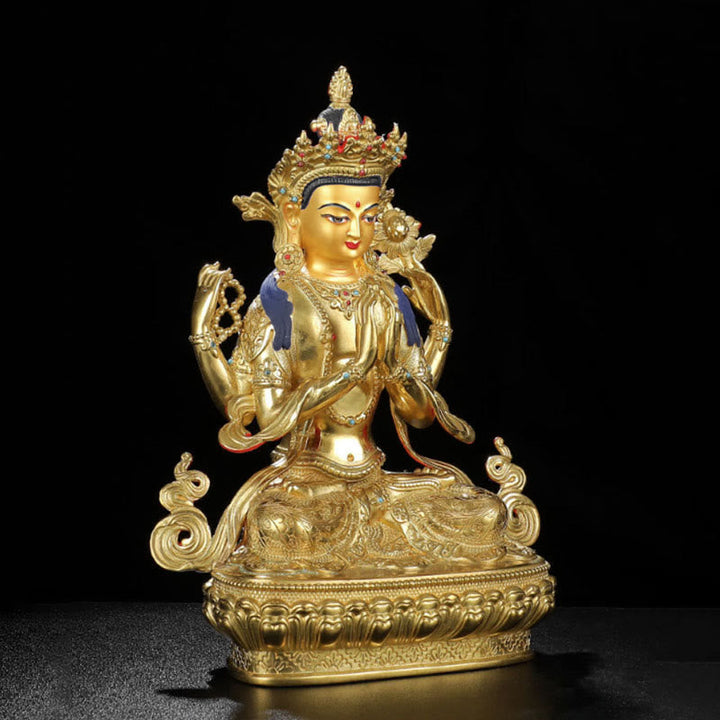 Avalokiteshvara Chenrezig Kupfer Gold Feng Shui