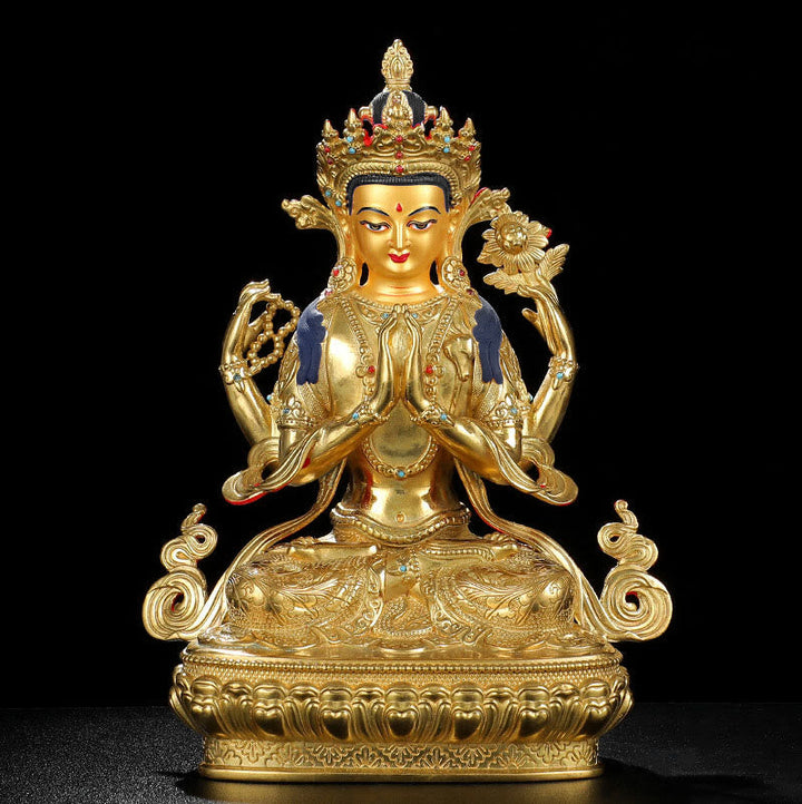 Avalokiteshvara Chenrezig Kupfer Gold Statue