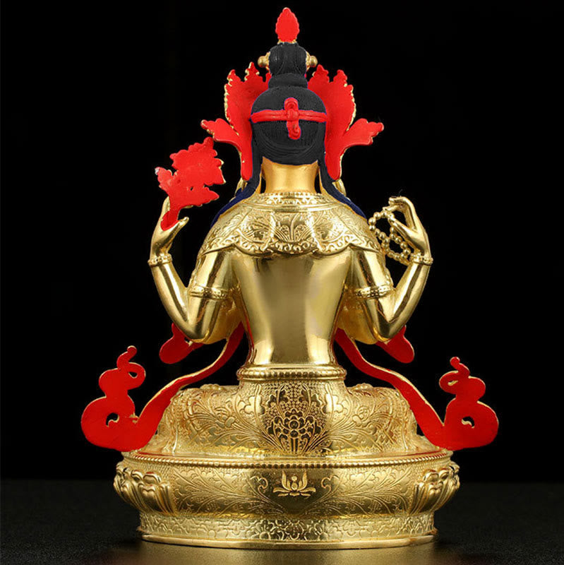 Avalokiteshvara Chenrezig Kupfer Gold Wohnzimmer