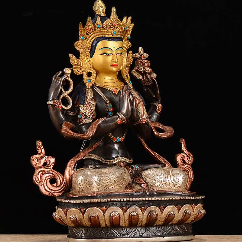 Avalokiteshvara Chenrezig Vierarmig Kupfer Feng Shui