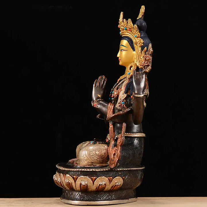 Avalokiteshvara Chenrezig Vierarmig Kupfer Wohnzimmer