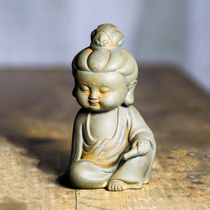 Avalokiteshvara Ksitigarbha Eisen Rost Harz Statue