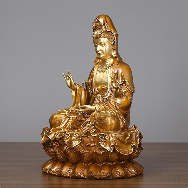 Avalokiteshvara Kwan Yin Sitzend Messing Deko