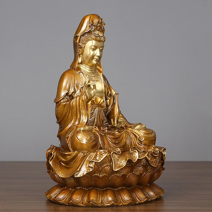 Avalokiteshvara Kwan Yin Sitzend Messing Feng Shui