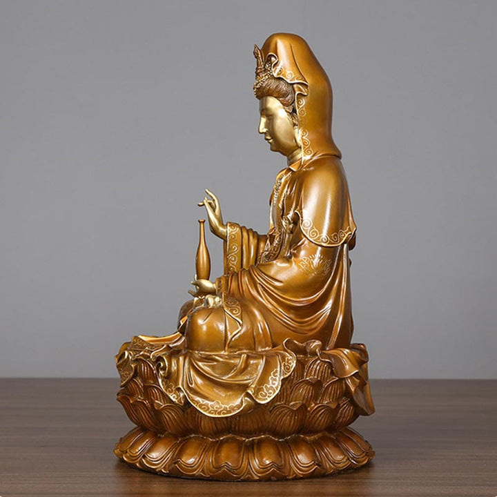 Avalokiteshvara Kwan Yin Sitzend Messing Geschenk