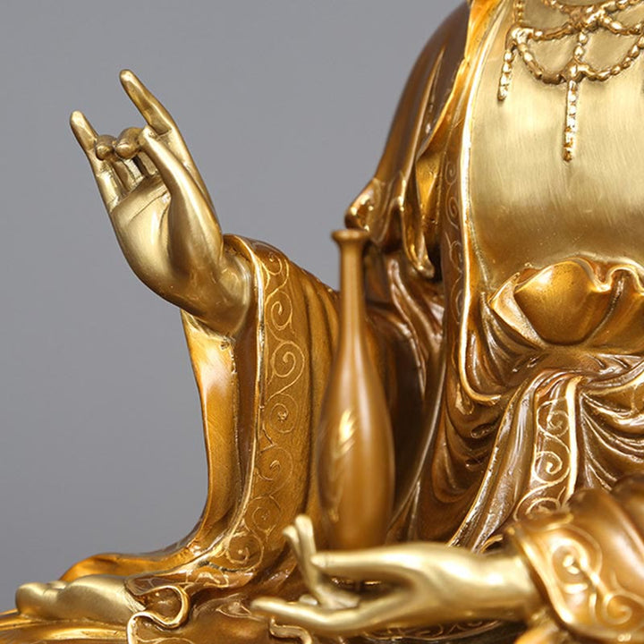Avalokiteshvara Kwan Yin Sitzend Messing Statue