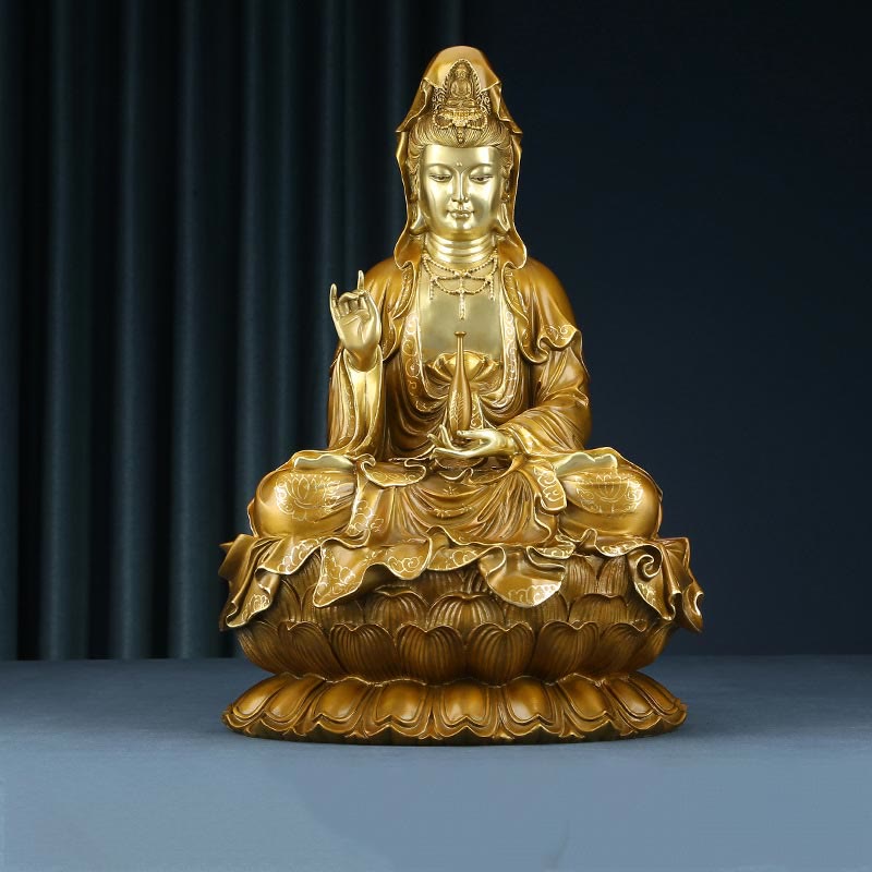 Avalokiteshvara Kwan Yin Sitzend Messing
