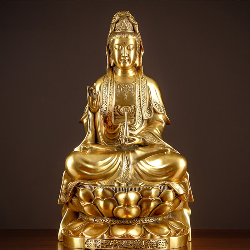 Avalokiteshvara Kwan Yin Wohlstand Messing