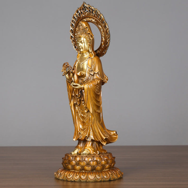 Avalokiteshvara Lotus Aura Messing Erfolg Deko