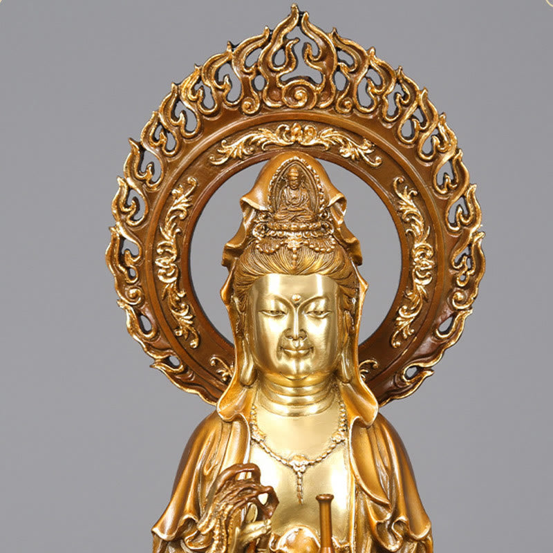Avalokiteshvara Lotus Aura Messing Erfolg Statue