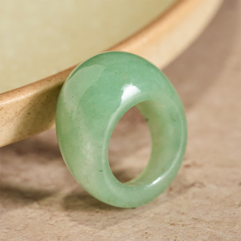 Polierter Ring Grüner Aventurin Balance Heilstein Fengshui Energie