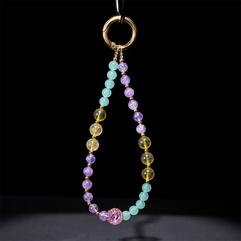 Schlüsselanhänger Amethyst Aventurin – Bewusstsein mit rosa Kristall Edelsteine spirituell