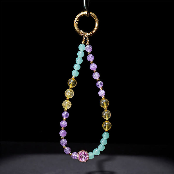 Schlüsselanhänger Amethyst Aventurin – Bewusstsein mit rosa Kristall Edelsteine spirituell