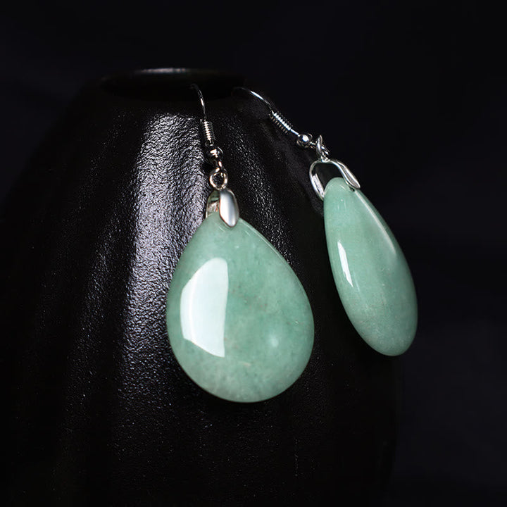Ohrringe Aventurin Tropfen Heilung grüner Edelstein Silber Ohrhänger Boho Schmuck