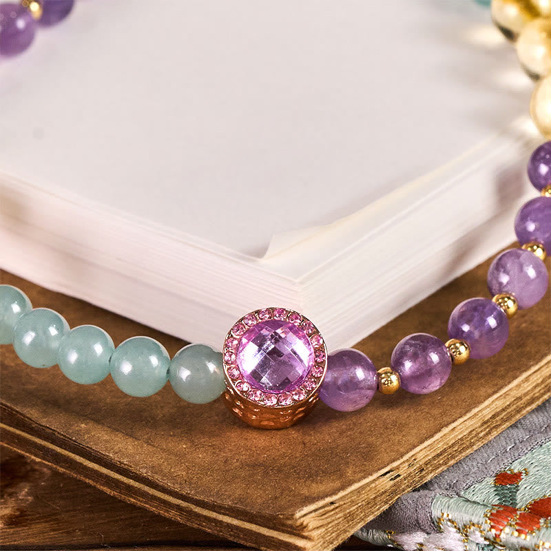 Schlüsselanhänger Amethyst Aventurin – Bewusstsein mit rosa Kristall spirituell