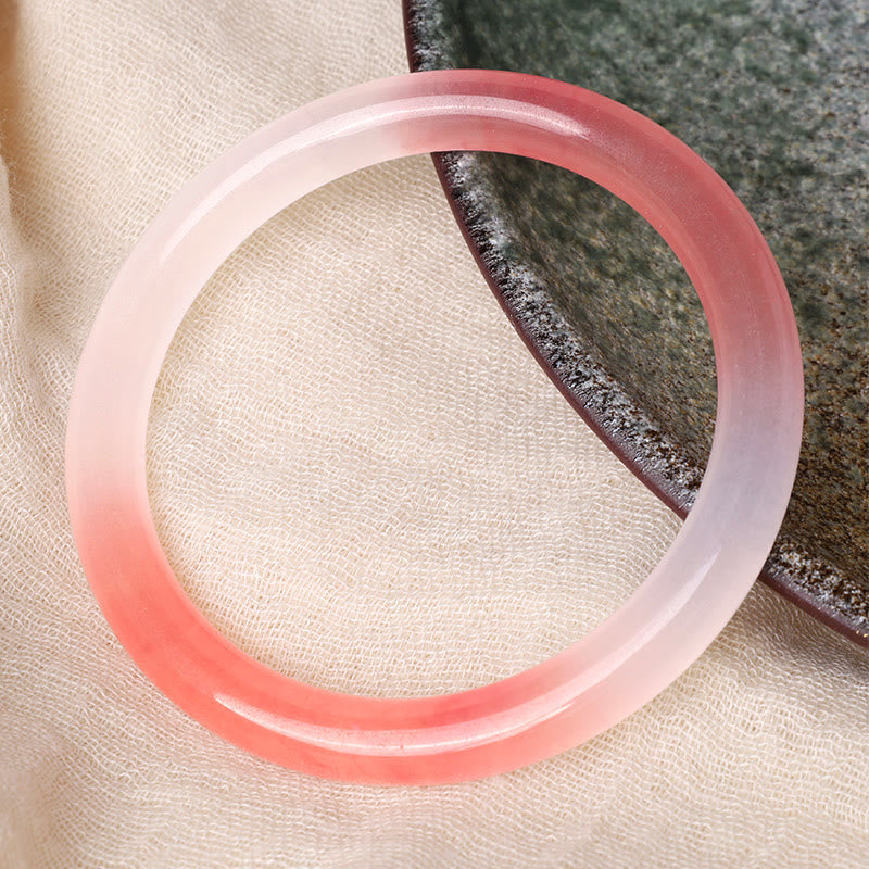 Lila Seiden Jade Armreif Armband auf Stoff, zartes Rosa Naturstein