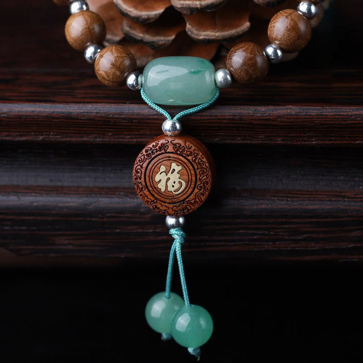 Jade Armband – Schutz & Glück & Harmonie mit Holzperlen braun grün